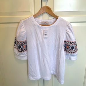 Loft puff sleeve embroidered sweatshirt XL